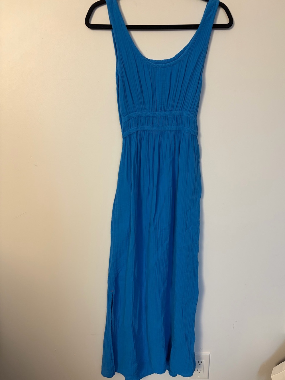 XiRENA Blue Cotton Cut-out MIDI dress with slit - XS